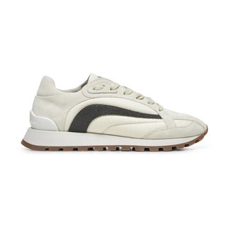 Brunello Cucinelli canvas and suede Trainers with Precious Contour