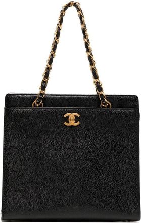 Chanel 1998-1999 CC turn-lock zipped handbag - women - Caviar Leather - One Size - Black