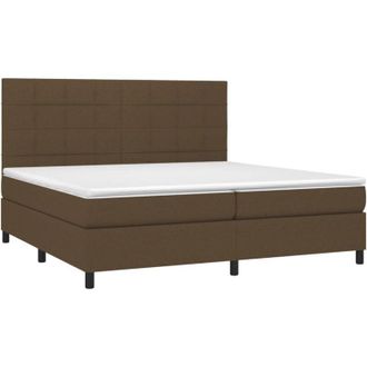 vidaXL Vidaxl - Cama Box Spring Con Colch&oacute;n Tela Marr&oacute;n Oscuro 200x200 Cm