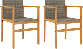 vidaXL Vidaxl - Sillas De Jard&iacute;n 2 Uds Madera Maciza Y Rat&aacute;n Sint&eacute;tico Gris