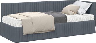 vidaXL Estructura De Cama Esquina Con Colch&oacute;n 2 Uds. Gris Oscuro Vidaxl
