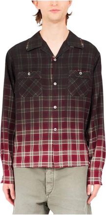 Maison Margiela Casual Shirts, male, Red, Size: XL Faded Check Shirt
