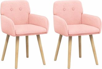 vidaXL Sillas De Comedor 2 Uds. Boucl&eacute; Rosa 59 X 57 X 85 Cm Vidaxl