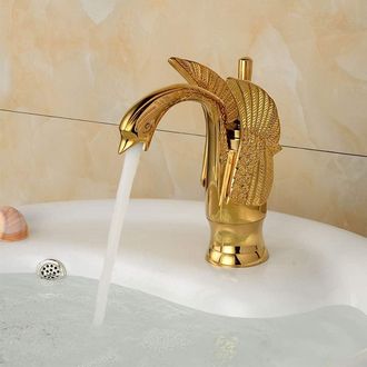 OEM Grifo De Lavabo Con Forma De Cisne, De Oro Pulido Y Fabricado En Lat&oacute;n Macizo
