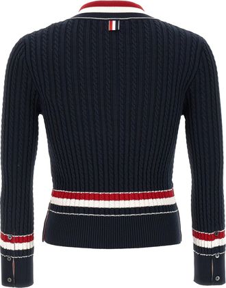 Thom Browne Mens Blue Cotton Cardigan Clothing