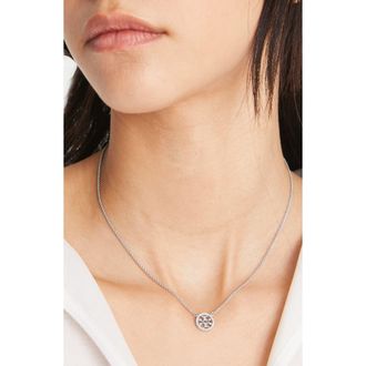 Tory Burch Icon Pav&eacute; Pendant Necklace in Tory Gold/Crystal at Nordstrom