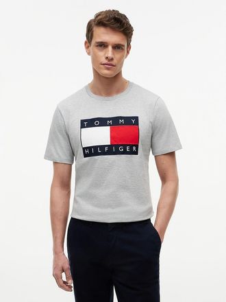 Tommy Hilfiger Mens Big Flag Logo T-Shirt - Grey - XXXL