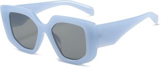 Generic Large Frame Vacation Men Sunglasses Outdoor Commuter Women Decorative Sun Glasses(Blue)