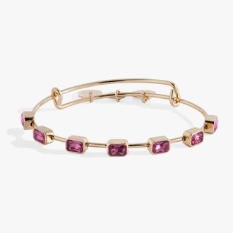 Alex and Ani October Birthstone Emerald Cut Bangle in Gold at Nordstrom