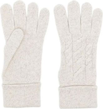 N.Peal Guanti in cashmere con trecce - Grigio