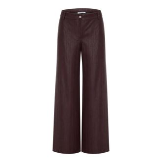 Patrizia Pepe Faux-leather Palazzo Trousers - female - Patrizia Pepe - Wide Trousers - Brown - XS - Trousers