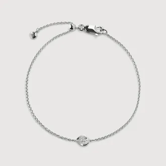 Monica Vinader Sterling Silver Pear Diamond Chain Bracelet Lab Grown Diamond