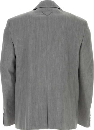 Prada Mens Melange Wool Blend Blazer Gray Blazers
