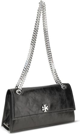 Tory Burch Womens Kira Suede Shoulder Bag With Turn-Lock Detail Black