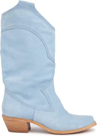 Pedro Garcia Womens Britta Chic Cowboy Boots In Sky Velour