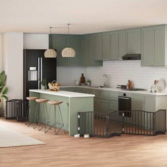 vidaXL Puerta De Perros Plegable 10 Paneles Madera &Aacute;lamo Negra 800 Cm Vidaxl