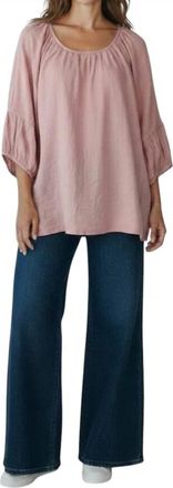 Frock and Frill Julia Linen 3/4 Sleeve Top In Pink