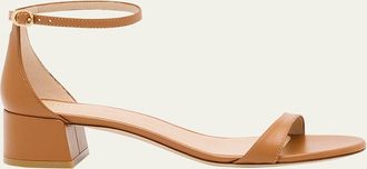 Stuart Weitzman Nudist Leather Ankle-Strap Sandals