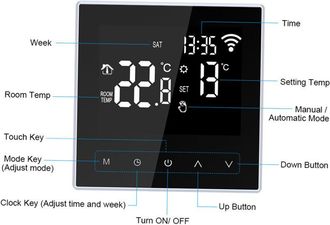 OEM Termostato Inteligente Wi-fi, Controlador Digital De Temperatura, Control Por Aplicaci&oacute;n, Ciclo Semanal, Calefacci&oacute;n El&eacute;ctrica Por Suelo Radiante Prog