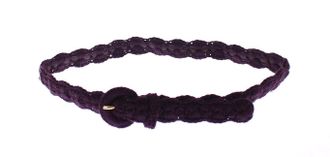 Dolce & Gabbana Womens Purple Cotton Gold Logo Waist Belt - Size 70 cm