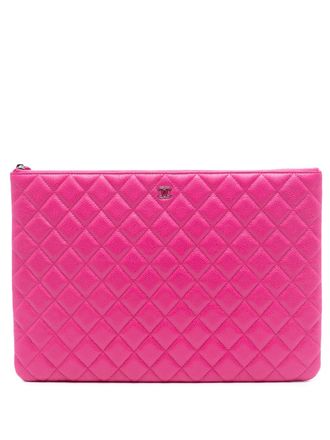 Chanel 2014-2015 Large Quilted Caviar O Case clutch bag - women - Caviar Leather - One Size - Pink