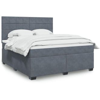 vidaXL Cama Box Spring Con Colch&oacute;n Terciopelo Gris Oscuro 180x200 Cm Vidaxl