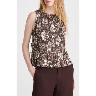 Madewell Side Tie Smocked Tank in Dark Brown at Nordstrom, Size Xx-Large