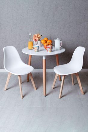 Regalos Miguel Regalos Miguel - Descuento Extra - Conjunto Mesa Tower Redonda 80 Cm Blanca Y Pack 2 Sillas Kelen - Blanco