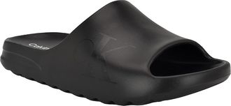 Calvin Klein Mens Mens Monogram Logo Pool Slide Sandal - Black - 10