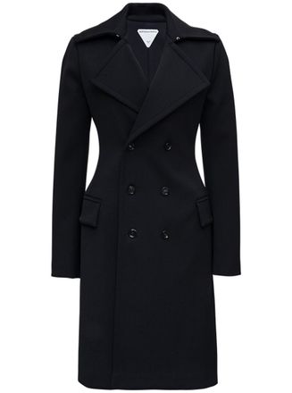 Bottega Veneta Black Peaked Lapel Trench Coat