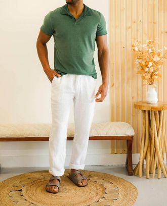 Benson Hanlan Terry Polo Shirt In Northern Green