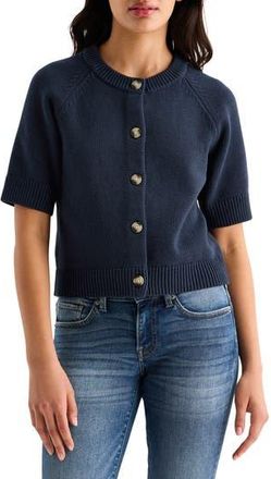 Lucky Brand Short Sleeve Crop Cardigan in Black Iris at Nordstrom Rack, Size X-Small
