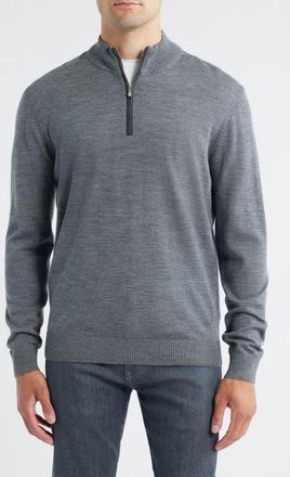 Johnnie-O Raynor Merino Wool Quarter Zip Sweater in Charcoal at Nordstrom, Size Xx-Large