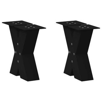vidaXL Vidaxl - Gambe Per Tavolino Da Caff&egrave; A Forma Di X 2 Pz Nere 40x(30-31) Cm Acciaio