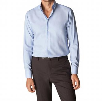 Eton Solid Wrinkle-Free Oxford Shirt In Light Blue