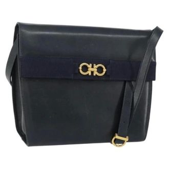 Ferragamo Pre-owned Gancini Schoudertas - Dames - Pre-owned - Zwart - Maat: ONE Size Leer