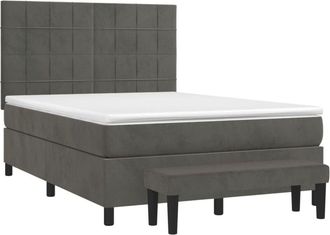 vidaXL Vidaxl - Cama Box Spring Con Colch&oacute;n Terciopelo Gris Oscuro 140x190 Cm
