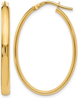 Diamond2Deal 10K Yellow Gold Oval Shape Hoop Earrings