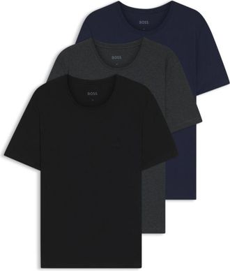 BOSS Three-pack of logo-embroidered cotton T-shirts