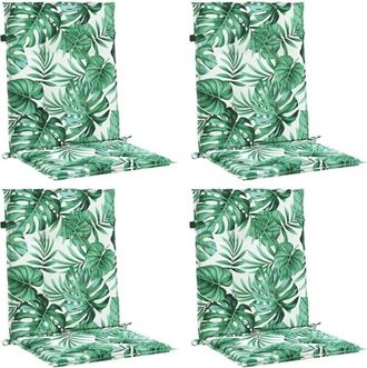 vidaXL Vidaxl - Cojines de silla de respaldo bajo 4 uds tela estampado de hojas