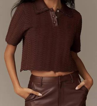 En Saison Delphine Top In Plum Brown