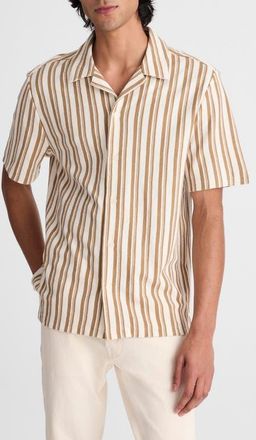 Madewell Seaport Terry Camp Shirt in Stripe Maple Seed at Nordstrom, Size Xx-Large