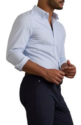 Rhone Commuter Slim Fit Performance Button-Up Shirt in Light Blue Wave Geo at Nordstrom, Size Xx-Large