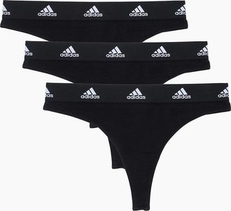 adidas Womens 3 Pack Active Comfort Cotton Thong - Black - Size: 18 2xl