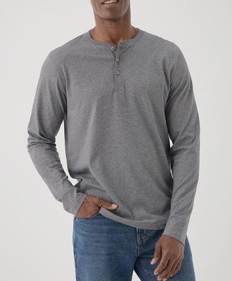 Pact Organic Cotton Softspun Long Sleeve Henley in Medium Grey Heather at Nordstrom