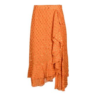 L'autre Chose Elegante Viscose Blend Gonna Rok - Dames - Midirokken - Oranje - XS - Rokken