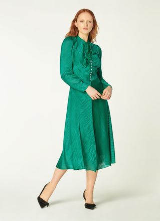 L.k. Bennett Womens Keira Dresses, Emerald - Green Silk - Size 10 UK