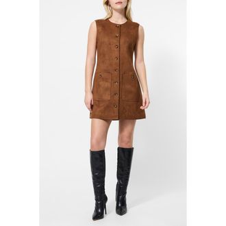 French Connection Lany Sleeveless Faux Suede Minidress in Tan at Nordstrom Rack, Size 12