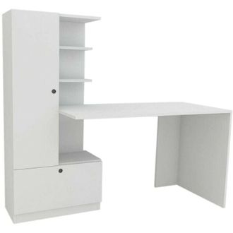 Dmora Scrivania Astra, Scrittoio multiuso, Tavolo per ufficio porta pc, Piano di lavoro, 150x62h140 cm, Bianco, con imballo rinforzato, con imballo