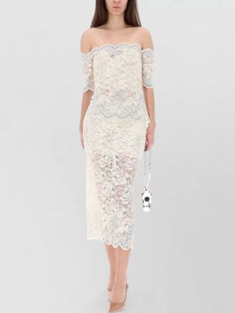 Paco Rabanne lace midi off shoulder top sheer